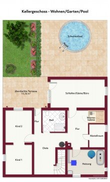 Kellergeschoss AS-Immobilien.com +++ 1 Familien-Traumhaus mit eigenem Pool im wundersch�nen Garten +++