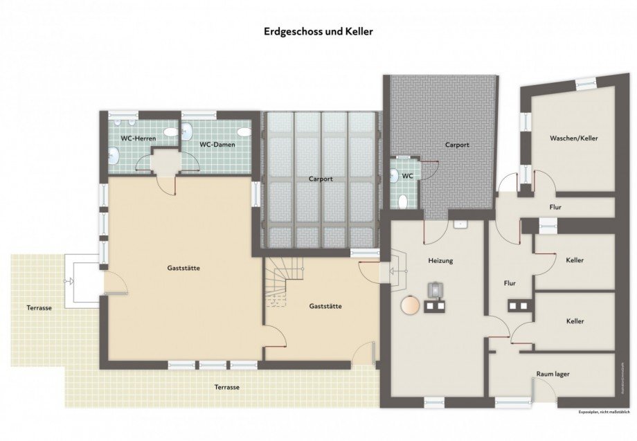 Grundriss Erdgeschoss und Keller Wohn- / Gesch�ftshaus Bad Orb