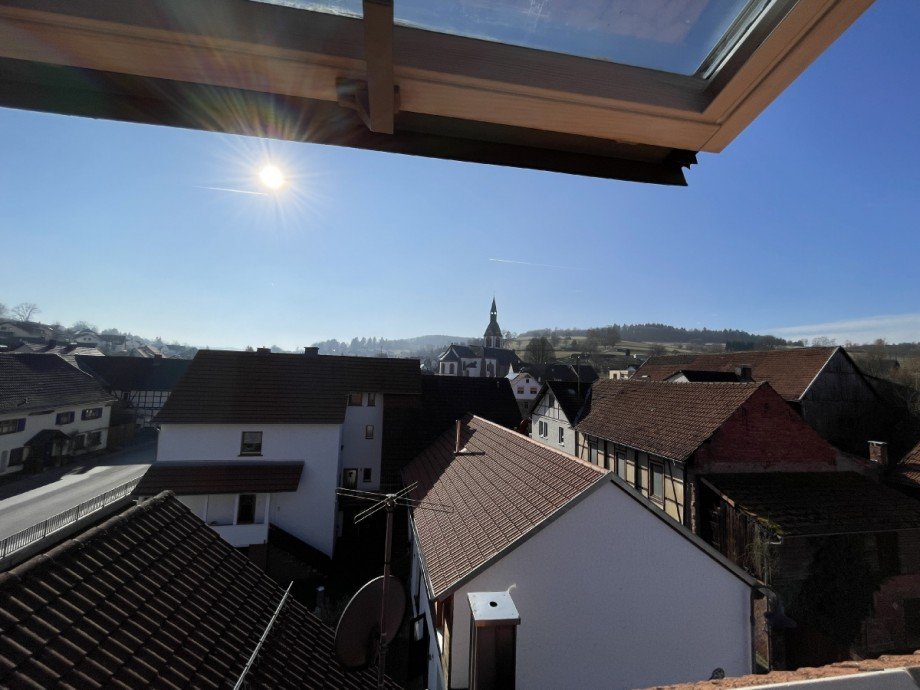 Aussicht vom Dachfenster Etagenwohnung Jossgrund