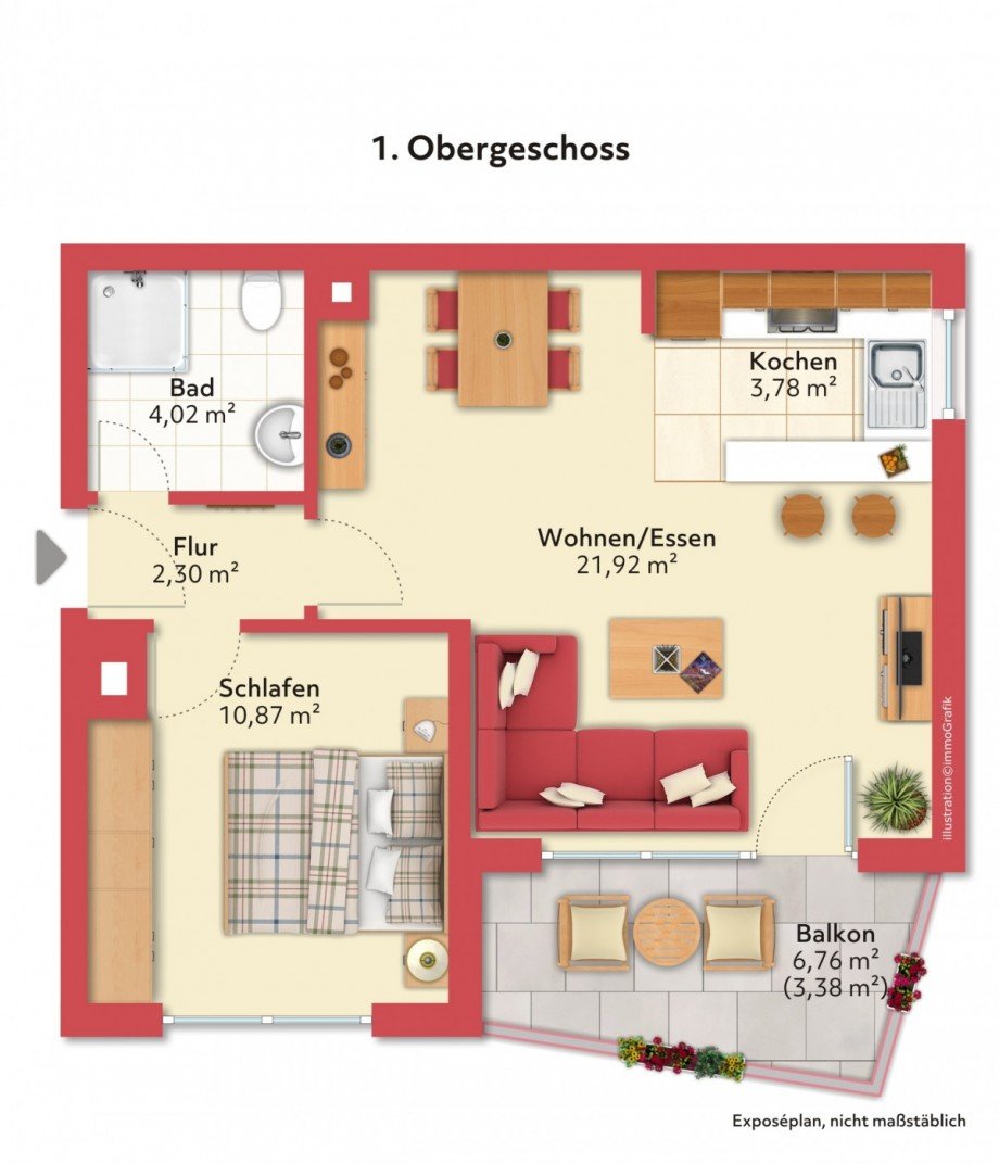 M�blierungsvorschlag Etagenwohnung Bad Orb