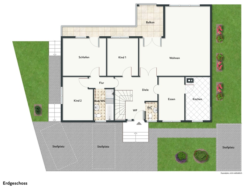 Grundriss EG Einfamilienhaus W�chtersbach-Aufenau
